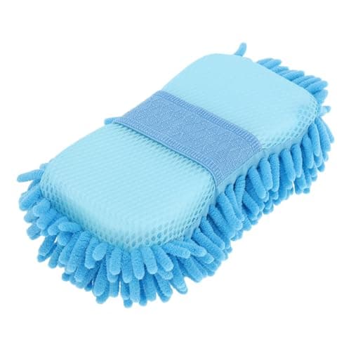Image of Partuto 1 Pc Universal Car Wash Mitts Cleaning Sponge Brush Noodle with Elastic Strap Scratch Free Soft Absorbent for Car Home Window - Blue