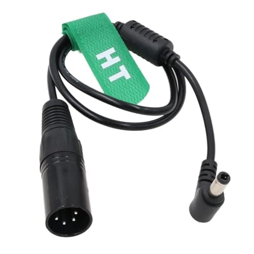 Image of HangTon 12V XLR 4 Pin to DC Barrel 5.5x2.5mm for Blackmagic Video Assist, Atomos Shogun Flame Ninja V Monitor Power Cable 50cm