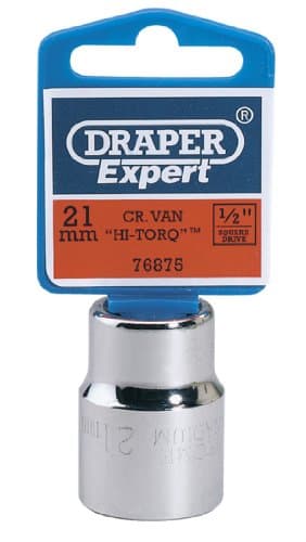 Image of Draper Expert 76875 21 mm 1/2-Inch Square Drive Hi-Torq 12-Point Socket