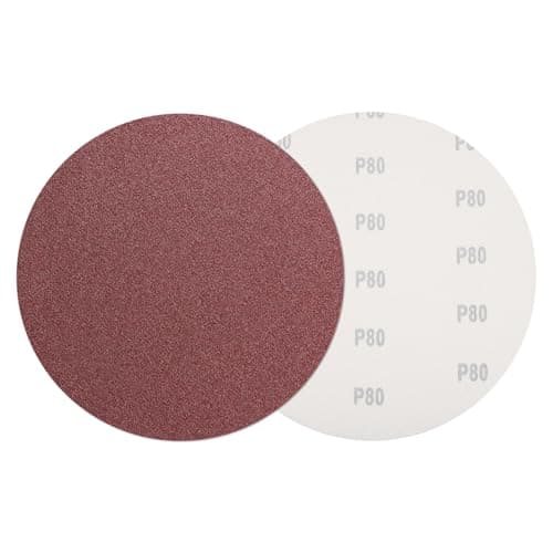 Image of sourcing map 8 Pcs 305mm (12 Inch) Sanding Discs, 80 Grit Hook and Loop Sandpaper, No-Hole Aluminum Oxide Round Sanding Paper for Woodworking Automotive Metal Polishing, Red