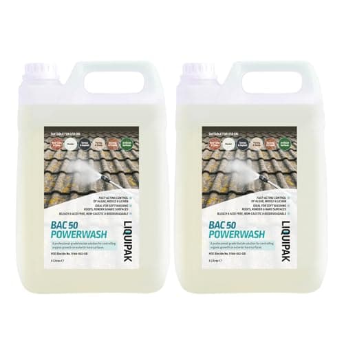 Image of Liquipak BAC 50 2x5L Benzalkonium Chloride Concentrated 10L – ideal for roof cleaning, soft washing, patios, decking, driveways & outdoor surfaces with lasting results.