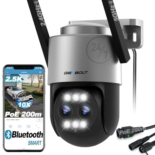 Image of GENBOLT 2.5K PTZ WiFi Security Camera Outdoor with PoE, Dual lens CCTV Home Surveillance Camera with 10X Hybrid Zoom, IP Camera with Color Night 4MP, Auto Tracking Humanoid Detection(2.4&5GHz)