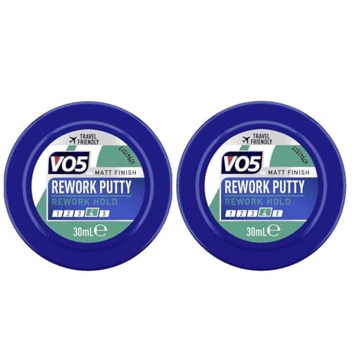 Image of VO5 Hair Styling Mini Texture Rework Putty for Men & Women - Rework Hold, Flexible Matt Finish for All-Day Control, 30ml - Pack of 2