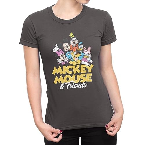 Image of Disney Mickey Mouse Tshirt for Women | Womens Mickey Mouse Clothing | Grey X-Large