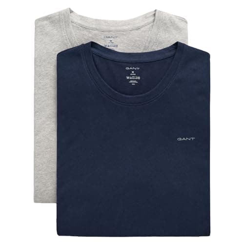 Image of GANT Men's C-Neck T-Shirt 2-Pack, Light Grey Mel/Navy, S