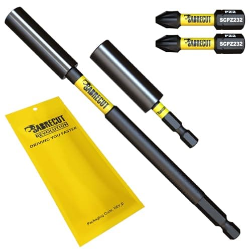 Image of 4 Piece SabreCut SCRK1 Magnetic 60mm and 152mm Professional Impact Bit Holders with 2 x 32mm PZ2 Screwdriver Impact Bits