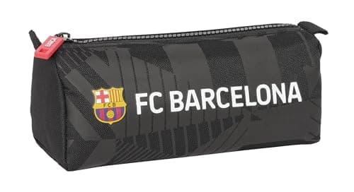 Image of F.C. Barcelona Black – Pencil Case with Zip and Compartment, Children's Pencil Case, Ideal for School Age Children, Comfortable and Versatile, Quality and Resistance, 21 x 7 x 8 cm, Black,