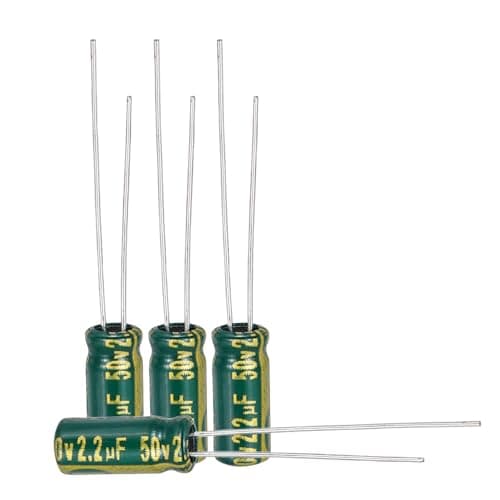 Image of sourcing map 100Pcs Electrolytic Capacitor High Frequency 2.2UF 50V with Aluminum Radial Leads 5 x 11mm High Ripple Current Low Impedance