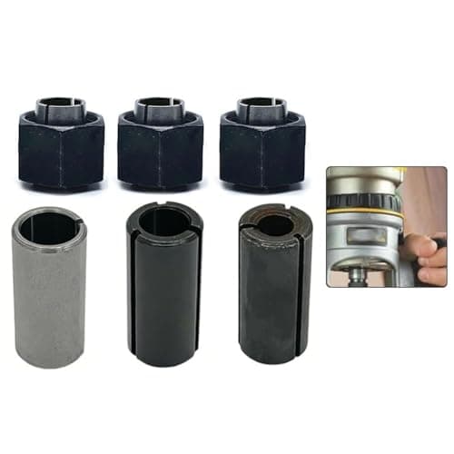 Image of CashMuch Chuck Collet and Nut Replacement Set for DW621, DW616, DW618 Routers, 1/4, 1/2, 12mm with Reducer Sleeves