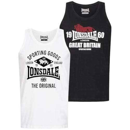 Image of Lonsdale Biggin Men's Tank Top Double Pack, black, 3XL