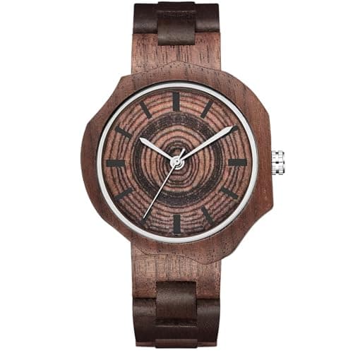 Image of MKEMQXBEP Wood Watches Wooden Watches Women Fashion Female Quartz Wood Strap Wristwatch Dial Irregular Watches