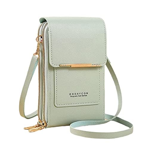 Image of Yebutt Cross Body Bag Women with Multi-Pockets, Leather Ladies Cross Body Handbags Phone Pouch with Long Strap Zips Card Slots, Cellphone Shoulder Bags Coin Purse Wallet (Green)