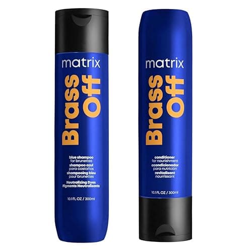 Image of Matrix Total Results Brass Off Blue Shampoo 300ml & Conditioner 300ml Duo for Lightened Brunette Hair