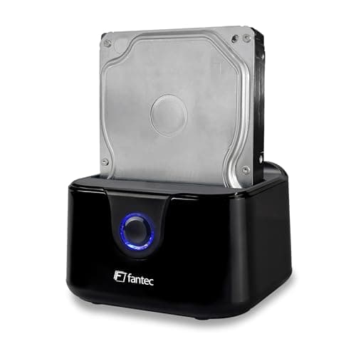 Image of FANTEC DS-X1U3-Glanz USB3.2 Gen1 Docking Station for 1x SATA 3.5/2.5 inch SSD/Hard Disk, Transfer Rates up to 5Gbps (Superspeed), High-Gloss Plastic, Black