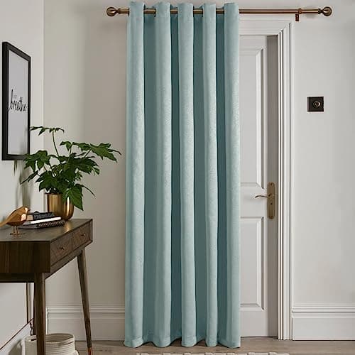 Image of Fusion Duck Egg Blue Eyelet Curtain – W168 x L214cm – 1 Panel – Thermal Cotton Drape for Bedroom, Living Room & Door – Strata Collection – Window Furnishing