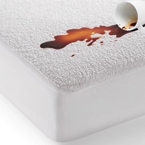 Image of Bed'Ore 100% Waterproof Mattress Protector King Size Terry Top - Extra Deep 40cm Fitted Skirt - King Size Mattress Protector - Super Absorbent - Machine Washable - King (152x200) cm - Extra Deep