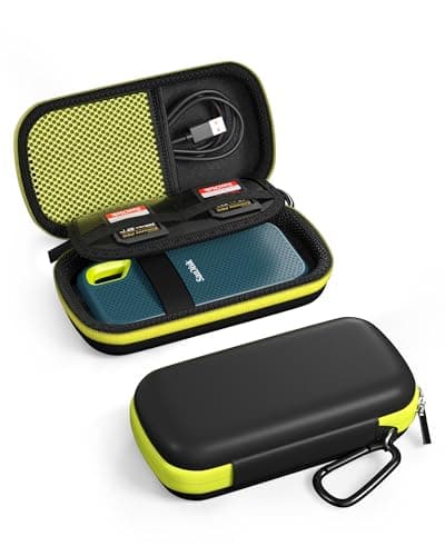 Image of ProCase Hard Case for SanDisk Extreme Portable SSD (New/Old Model), Extreme Pro Portable SSD, 500GB 1TB 2TB 4TB 8TB USB-C Solid State Drive, EVA Shockproof Travel Case with 2 SD Card Slots-GreenBlack