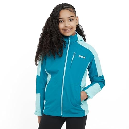Image of Regatta Kids' Calderdale III Waterproof Jacket, Breathable, Hydrafort Polyester, Taped Seams, Hooded (UK, Age, 11 Years, 12 Years, Regular, Blue)