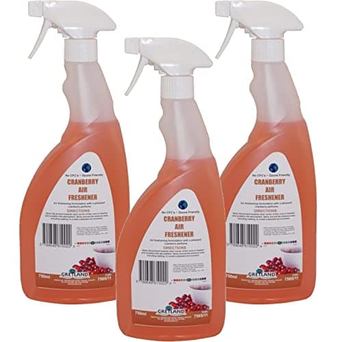 Image of 750ml Cranberry Air Freshener & Odour Remover - Kitchen/Living Room/Toilet Perfume Spray in Trigger Bottle (3 Pack)
