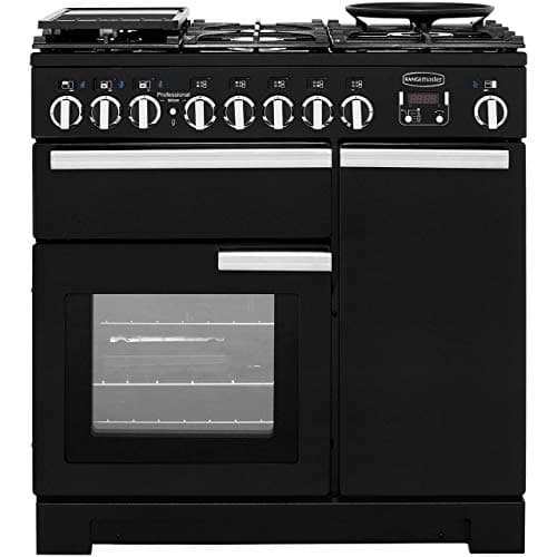 Image of Rangemaster Professional Deluxe 90cm Dual Fuel Range Cooker - Black