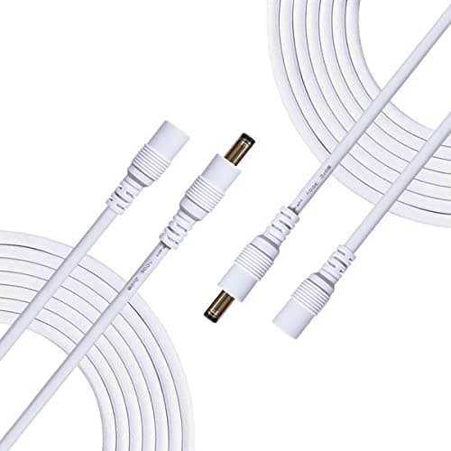 Image of Liwinting 2pcs 2m/6.56ft DC Extension Cable 2.5mm / 5.5mm Male to Female Connector, DC Power Cord Extension Cable for Power Adapter, CCTV Wireless IP Camera - White