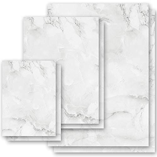 Image of Motif Letter Paper! Marble & Structure Marble Light Grey 100 Sheets DIN A5 - Paper-Media