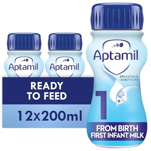 Image of Aptamil 1 First Infant Baby Milk Liquid Formula, Ready to Feed, From Birth, 200 ml, Pack of 12