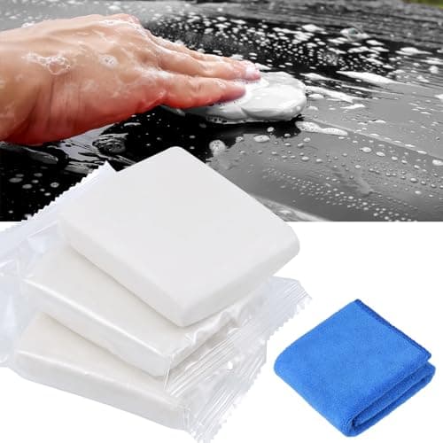Image of Huiguli Clay Bar Car Detailing Clay, 3 Pack 100g Mild Grade Auto Claybars, Auto Detailing Magic Clay Bar with Washing and Adsorption Capacity, for Cleaning Glass, Vehicles, 1pc Towel Included (White)