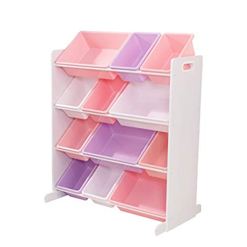Image of KidKraft Pastel Sort It and Store It Toy Organiser, Kids' Storage Unit with 12 Plastic Bins, Removable Storage Boxes, Children's Playroom/Bedroom Furniture, 15450