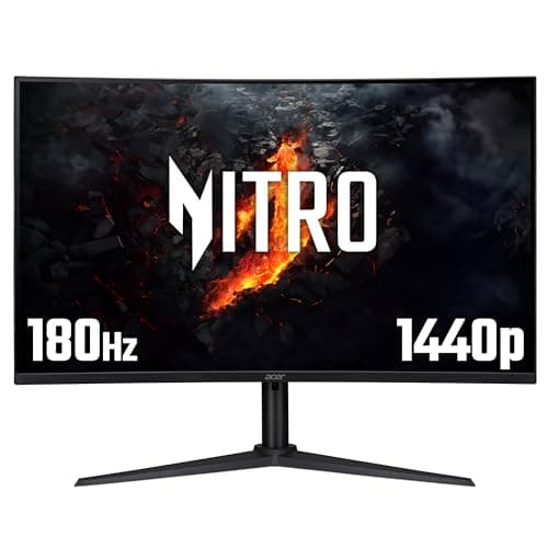 Image of acer Nitro XZ322QUV3 32 inch Quad HD (2560 x 1440) Curved Gaming Monitor - 180Hz, 5ms, VA Panel, FreeSync, 72% NTSC, HDR400, Speakers, DisplayPort, HDMI