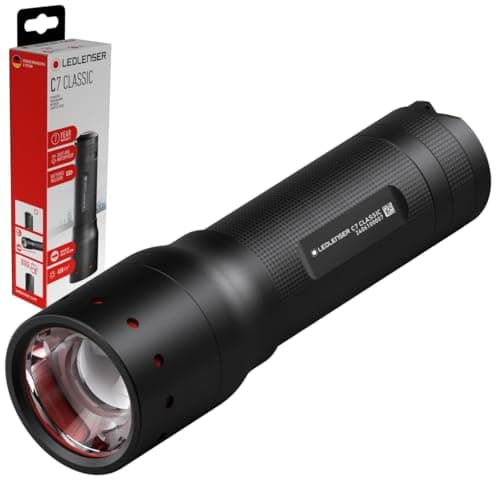 Image of Ledlenser C7 Classic LED Torch AAA Battery, 450 Lumen Super Bright Flashlight, 3 Modes, Adjustable Focus, Water Resistant, Long Battery Life Up to 25 Hours for Camping, DIY, Dog Walking, Emergency