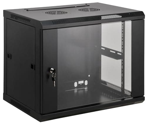Image of Intellinet Network Cabinet, Wall Mount (Standard), 15U, 600 mm Deep, Black, Assembled, Max 60 kg, Metal & Glass Door, Back Panel, Removeable Sides, Suitable also for use on a desk or floor, 19 Inch