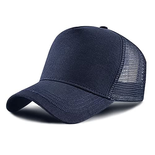 Image of Baseball Cap for Men Women,5 Panel Adjustable Plain Trucker Cap Mesh Back Sports Casual Cap Summer Sun Hat for Unisex (Tibetan Blue, One Size)
