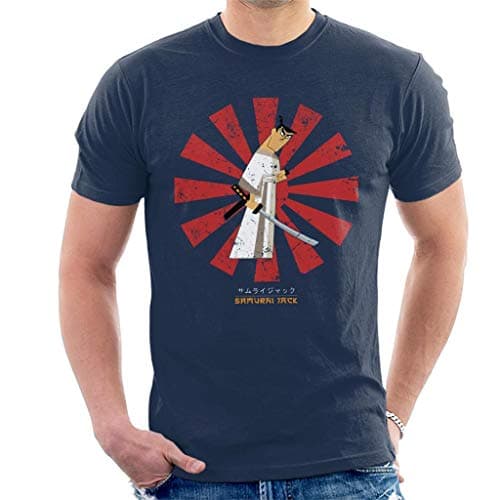 Image of Samurai Jack Retro Japanese Men's T-Shirt Navy Blue