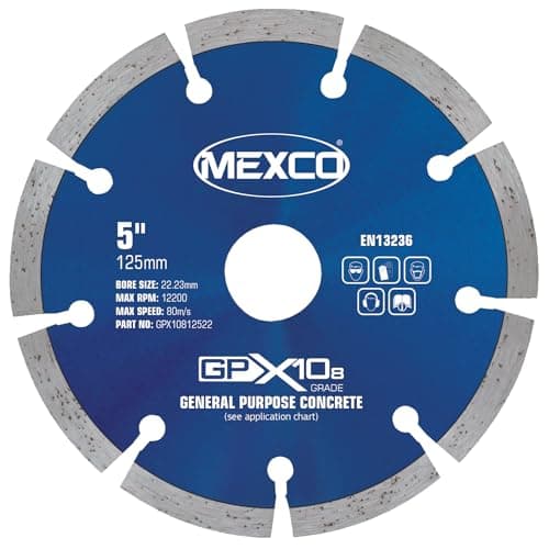Image of Mexco GPX10-8 General Purpose Concrete Diamond Blade, Cutting Disc for Non-Abrasive Building Materials - 125mm, 8mm Segment Height