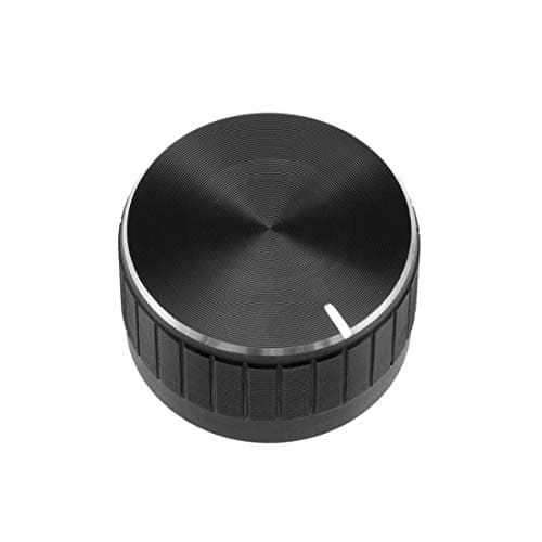 Image of sourcing map 30x17mm Aluminium Alloy Potentiometer Volume Control Rotary Knob Knurled Shaft Hole Black,for 6mm Diameter Shaft Guitar Volume Knob.