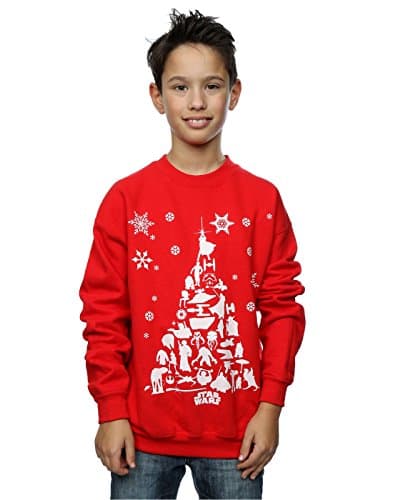 Image of Star Wars Boys Christmas Tree Sweatshirt 5-6 Years Red