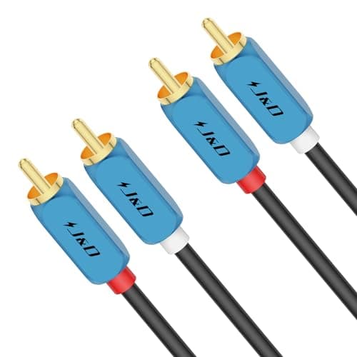 Image of J&D 2 RCA M/M Stereo Audio Cable, 2RCA Auxiliary Audio Cord Aluminum Alloy Shell Gold-Plated Plug for Home Theater, HDTV, Amplifiers, Hi-Fi Systems, Speakers, 3 Meter