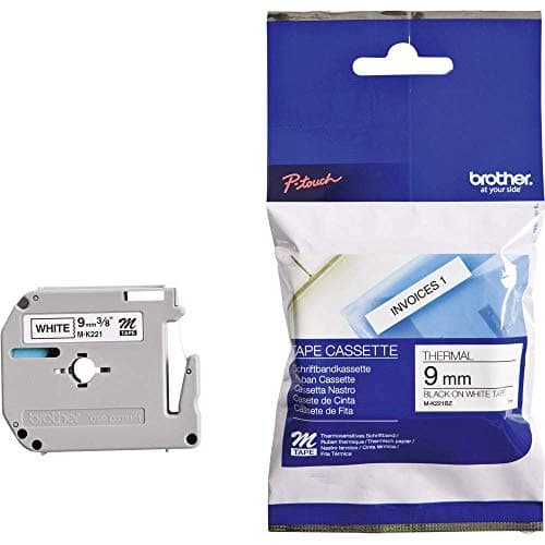 Image of Brother M-K221BZ Labelling Tape Cassette, Black on White, 9 mm (W) x 8 m (L), Brother Genuine Supplies