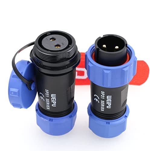 Image of DRRI Weipu IP68 Connector SP21 2Pin Male Plug Female Socket with Dust Cap in-line Cable SP2110/P SP2111/S