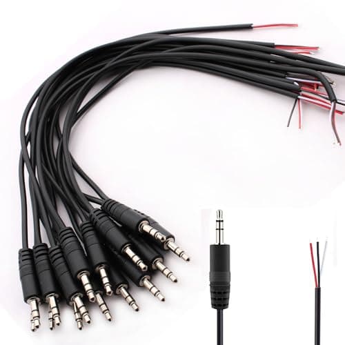 Image of RUNCCI-YUN 15Pcs 3.5mm Male to Bare Wire Open End TRS 3-pin audio plug for soldering 3.5 mm mini stereo jack plug Cable for Repairing Audio Cables (30 cm)