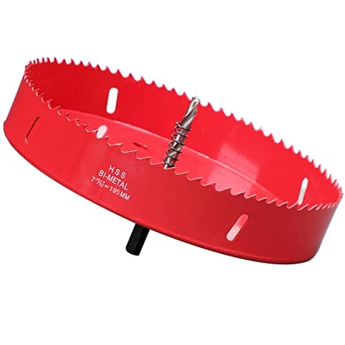 Image of Hole Saw 195 mm, Bi-Metal Cutting Depth HSS M 42 Hole Cutter for Cutting Wood, Plastic, Drywall, Plasterboard and Soft Metal Sheet