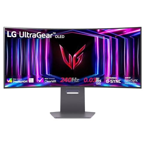 Image of LG UltraGear Curved OLED Gaming Monitor 34GS95QE, 34 inch, 1440p, 240Hz, 0.03ms Response Time, HDR 10, NVIDIA G-Sync compatible & AMD FreeSync, Smart Energy Saving, DisplayPort, HDMI