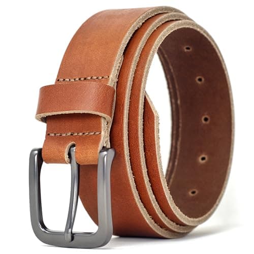 Image of Ashford Ridge Men’s 35mm Full Grain Leather Belt – Classic Casual & Formal Belt with Matte Buckle – Made in England - Tan Medium