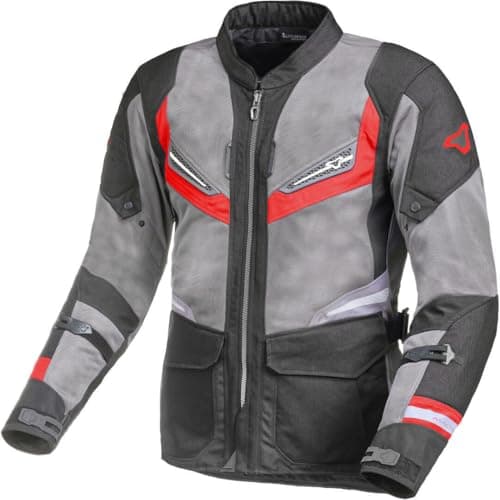 Image of Macna Aerocon Unisex Adult Textile Motorcycle Jacket, Grey/Red, 3XL