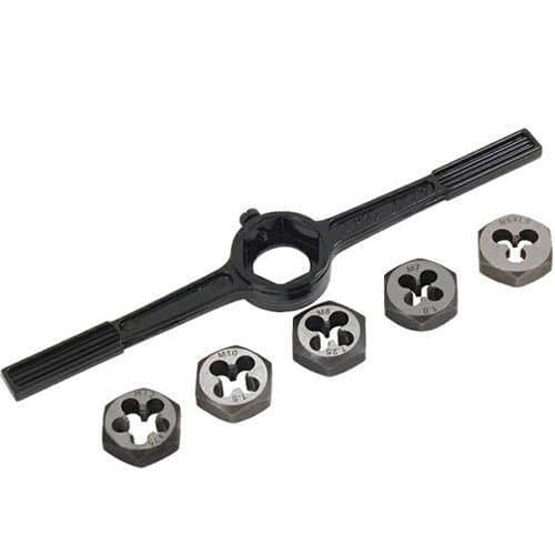 Image of 6Pc Metric Die Set Holder Tool - Metric Threading, M6 X 1 M7 X 1 M8 X 1.25 M10 X 1.5 M12 X 1.75 | for DIY Repairs External Internal Thread Dies, Durable