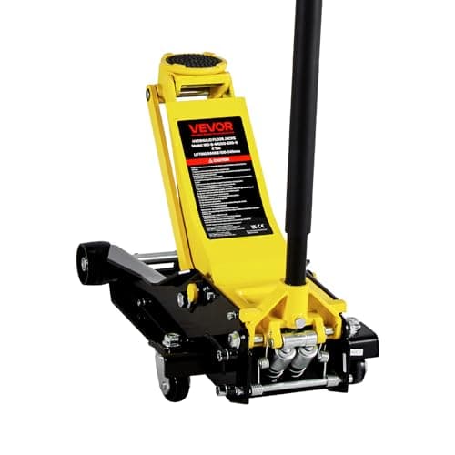 Image of VEVOR Low Profile Floor Jack, 4 Ton (8818 lbs) Capacity, Steel Racing Floor Jack with Dual Pistons Quick Lift Pump, Hydraulic Trolley Car Lift for Sport Utility Vehicle, Lifting Range 3.9-21.5 Inches