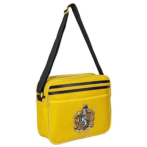 Image of Harry Potter Shoulder Bag - Yellow - 33 x 28 x 15 cm - 100% PVC - With Shoulder Strap and Zip Closure - Hufflepuff Printed Design - Original Product Designed in Spain