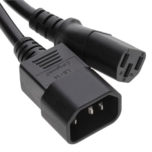 Image of kenable Power Extension Cable IEC C14 Male to C13 Female UPS Lead for PC Monitor Server PDU 5m Black