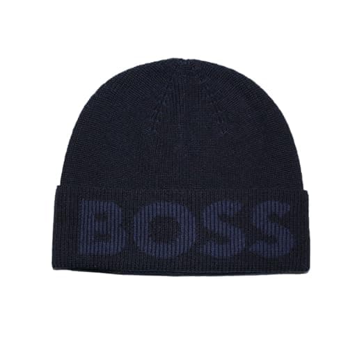Image of BOSS Hugo Men's Fold Over Beanie Hat LAMICHETTO One Size (Navy Blue)